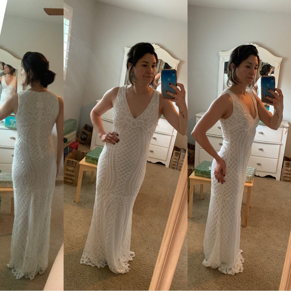 NWT Beaded Mermaid White Formal/ Wedding Dress (Lulus)